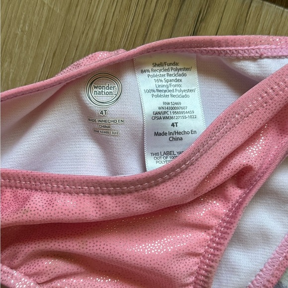 Wonder Nation Pink and Multicolor Kids Swim Bikini 3-pc Set - Picture 4 of 4